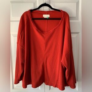 Anthropologie Textured Waffle-Knit Sweater in Warm Orange